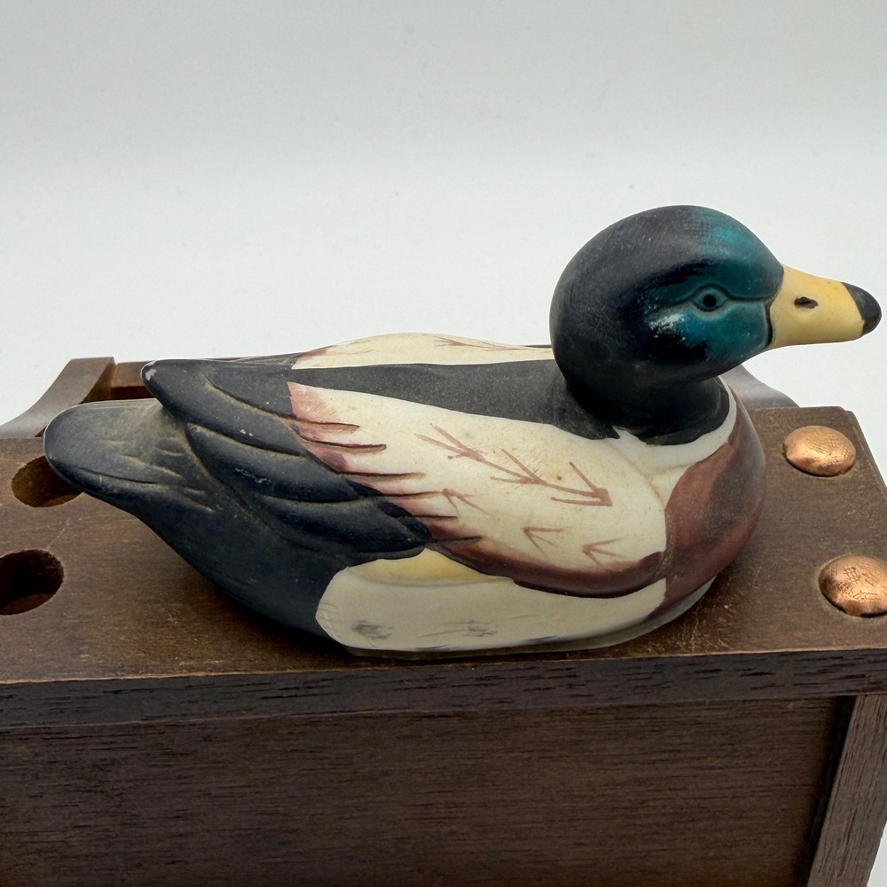Mallard Duck Desk Organizer Pen Holder Rustic Lodge Wood Mail Holder Cabin Decor - Picture 8 of 10